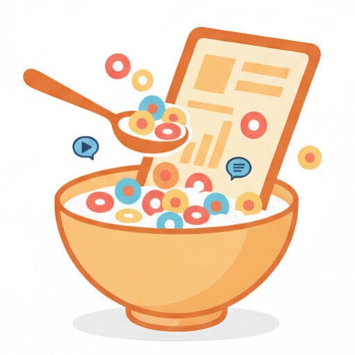 매일 씨리얼을 먹는 것처럼 간단한 정보지식을 전달하는 로고 이미지